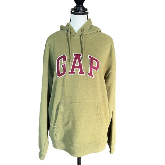 Gap Hoodie khaki Womens M purple letters - Picture 2 of 5